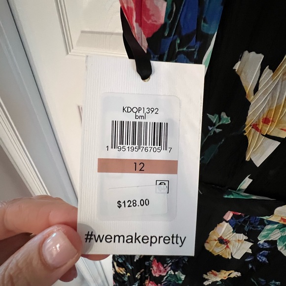 Kensie Halter Dress, Size 12, Never Worn, Black w/ Vibrant Florals - Picture 14 of 16